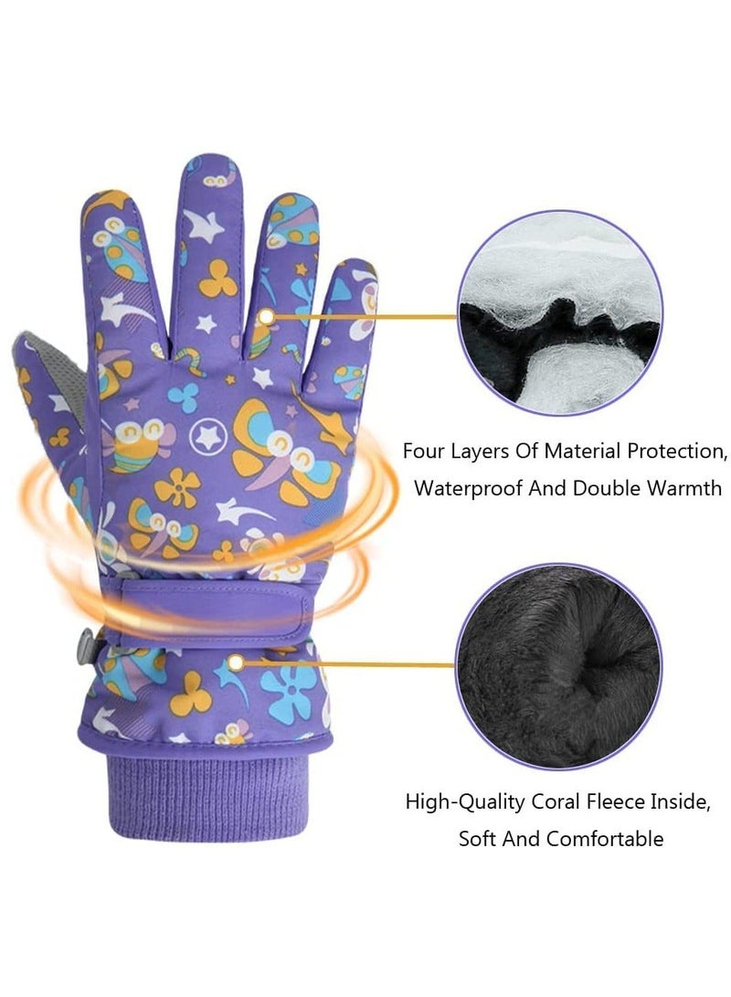 Generic Kids Winter Gloves, Children Warm Stretchy Knitted Cuff Mittens for Boys and Girls Outdoor Sports Ski Cycling Running 4 6 Years  - Image 4