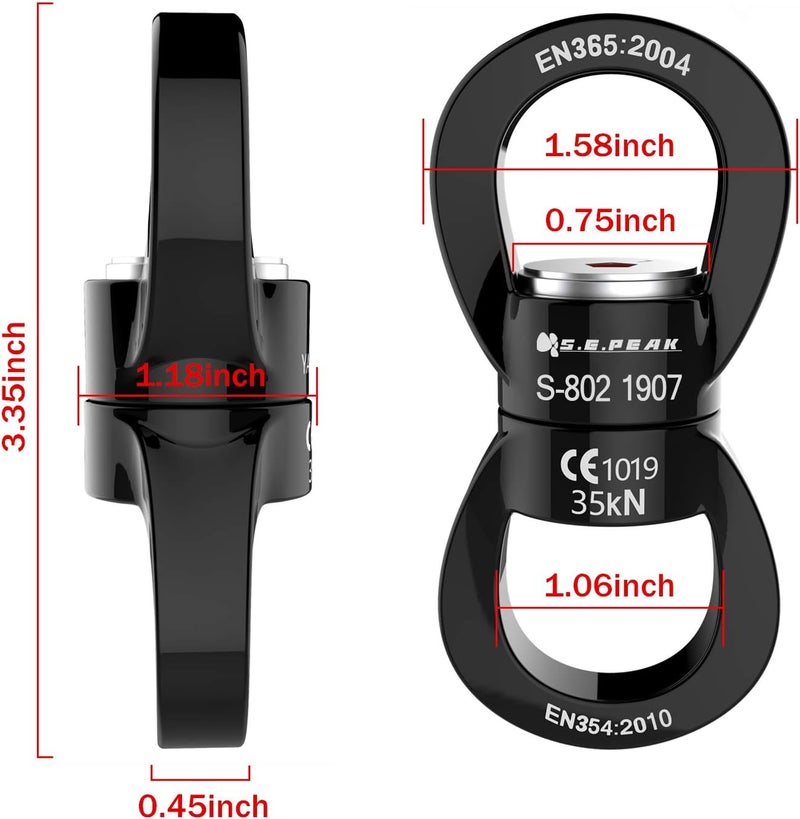 PROND Swing Swivel 35kN Safest Rotational Device, Swing Spinner, Carabiner Swivel, Climbing Rope Swivels for Children’s Web Tree Swing Setting, Aerial Dance, Hanging Hammock - Image 2