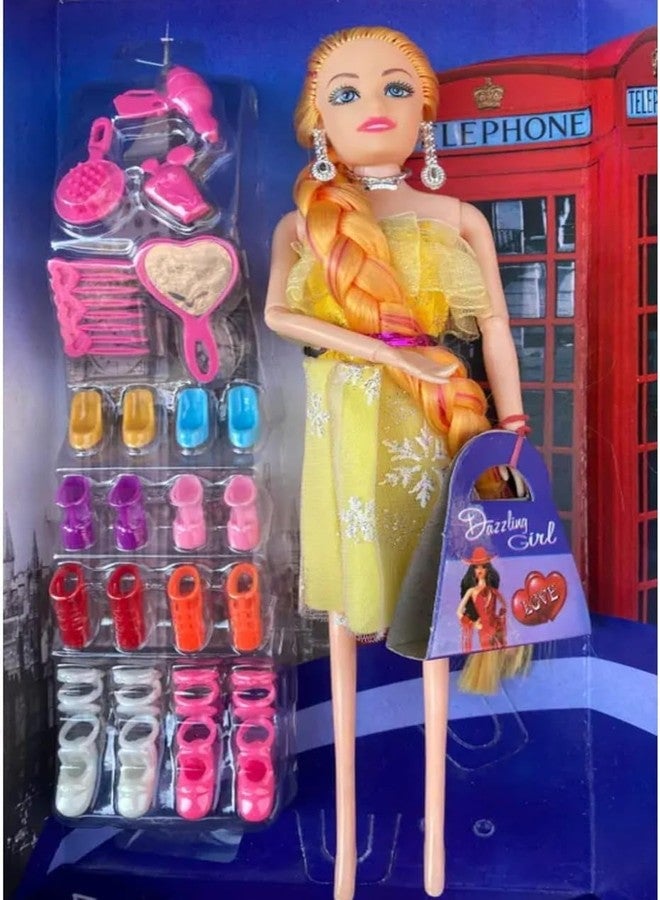 YOOKO® (Pack of 1 Beautiful Fashion Doll with Pink Dress | Multiple Pairs of Shoes & Accessories Set | Pretend Play Toy for Girls | Birthday Gift & Imaginative Play (Color May Vary) - Image 4