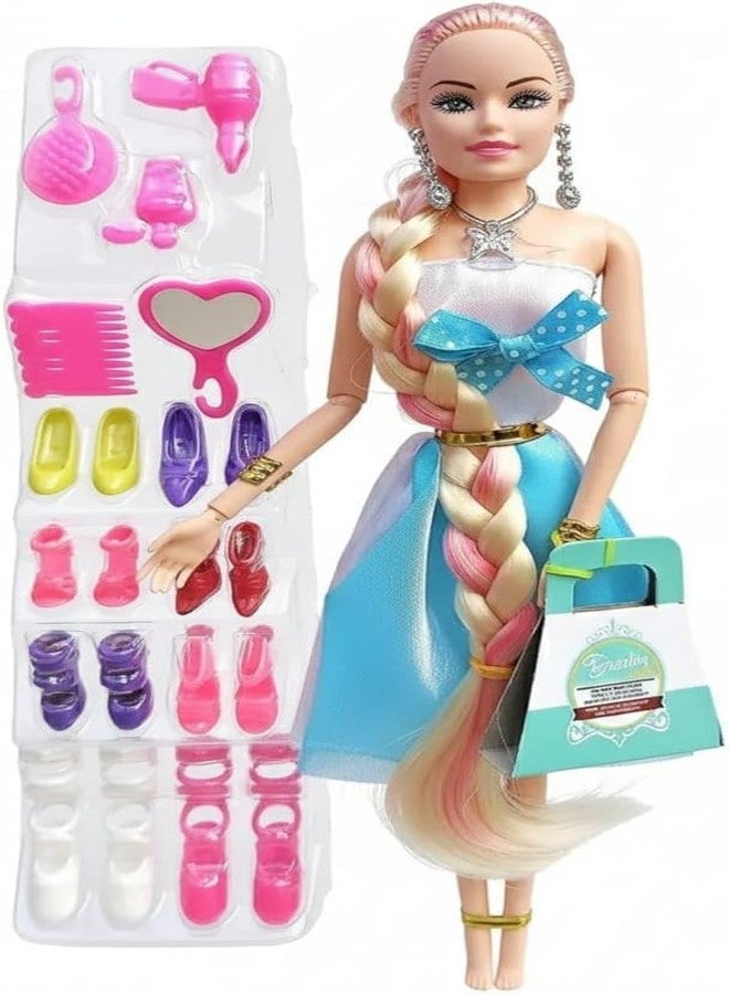 YOOKO® (Pack of 1 Beautiful Fashion Doll with Pink Dress | Multiple Pairs of Shoes & Accessories Set | Pretend Play Toy for Girls | Birthday Gift & Imaginative Play (Color May Vary) - Image 1