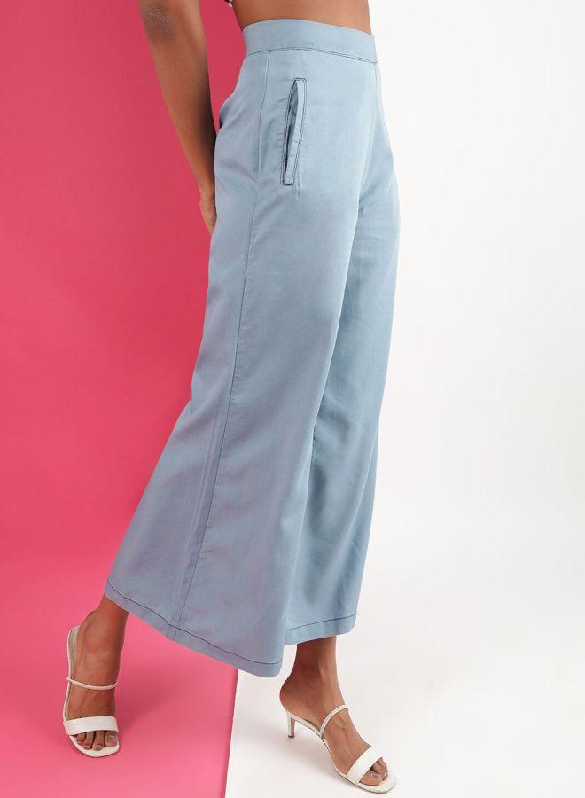 Freehand Women Blue Wide Leg Solid Pants - Image 2