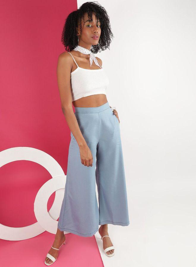 Freehand Women Blue Wide Leg Solid Pants - Image 4