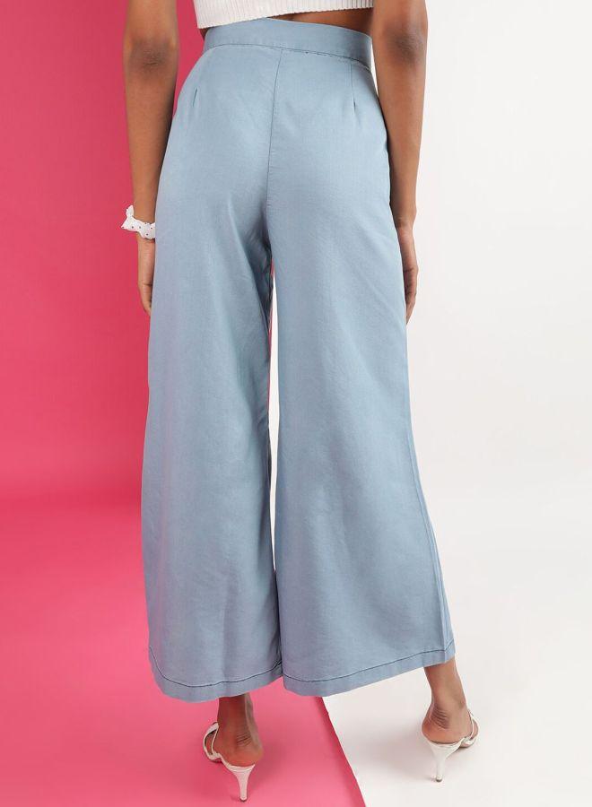 Freehand Women Blue Wide Leg Solid Pants - Image 5
