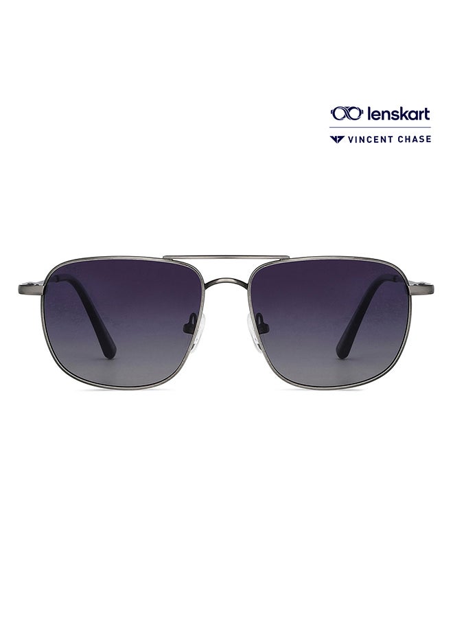 VINCENT CHASE Unisex Vintage Full Rim Square Polarized & UV Protected Sunglasses For Men & Women VC S13115 - 52mm - Grey - Image 1