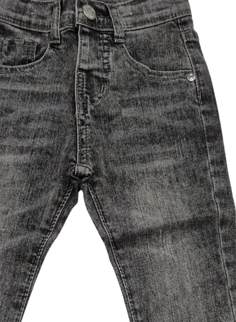 babyqlo Boys Washed Black Adjustable Waist Slim Jeans - Image 4