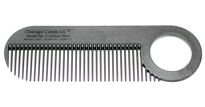 Chicago Comb Model 2 Carbon Fiber Made in USA Antistatic 4 inches 10 cm long Finetooth Pocket  Travel comb for Thinner Hair Beard  Mustache comb