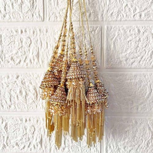 Adikala Craft Store Handmade Ethnic Latkan Tassel Set of 2 for Saree Pallu, Blouse, Suits, Dupatta, Lehenga Decor (Golden D3) - Image 5