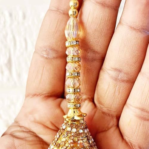 Adikala Craft Store Handmade Ethnic Latkan Tassel Set of 2 for Saree Pallu, Blouse, Suits, Dupatta, Lehenga Decor (Golden D3) - Image 4