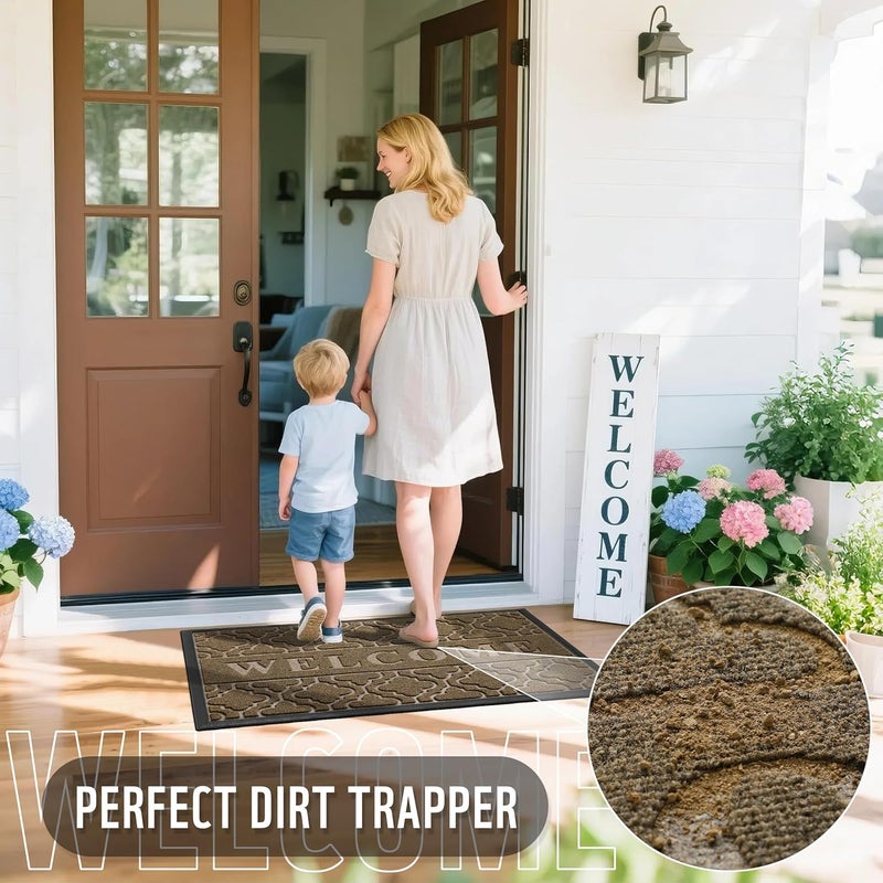 Yimobra Welcome Mat Outdoor Indoor, 36x24 All-Season Waterproof Front Door Mat, All-Weather Heavy Duty Doormat, Low Profile Porch Patio Entrance Mat, Non Slip Outside Mat, Coffee - Image 4