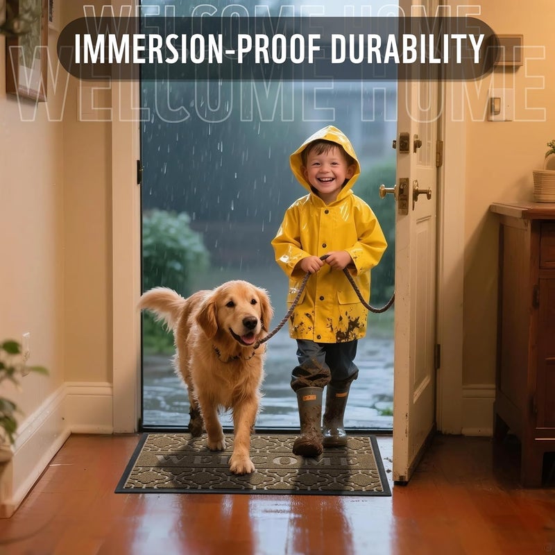 Yimobra Welcome Mat Outdoor Indoor, 36x24 All-Season Waterproof Front Door Mat, All-Weather Heavy Duty Doormat, Low Profile Porch Patio Entrance Mat, Non Slip Outside Mat, Coffee - Image 5