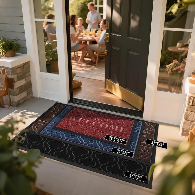 Yimobra Welcome Mat Outdoor Indoor, 36x24 All-Season Waterproof Front Door Mat, All-Weather Heavy Duty Doormat, Low Profile Porch Patio Entrance Mat, Non Slip Outside Mat, Coffee - Image 3