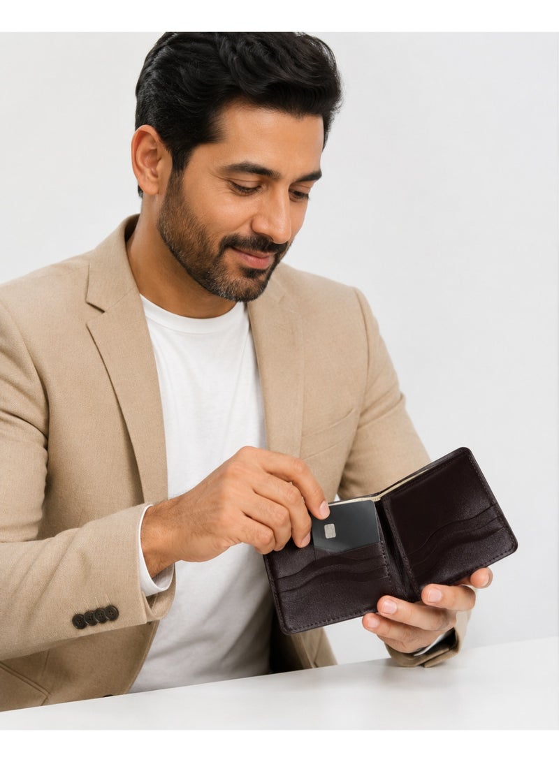 Men's Dark Brown Leather Wallet with Extra Flip Flap & Multi Card Slots - Image 2