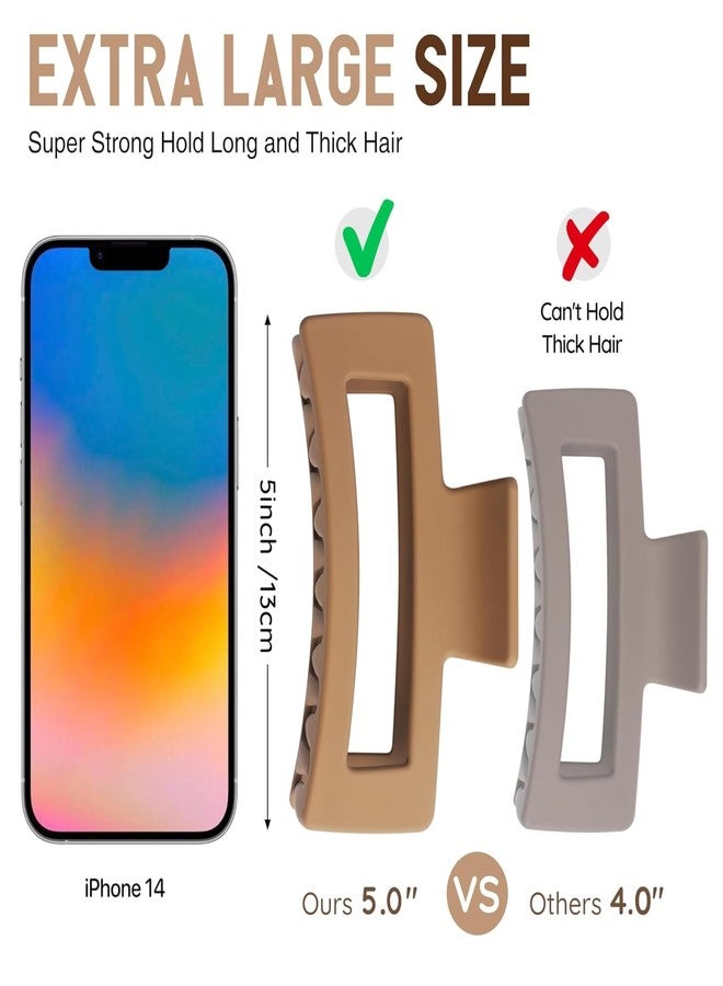 VORSET 2 Pcs Extra Large Hair Clips, Big Claw Clips for Thick Long Curly Hair, Strong Hold Jaw Clip Oversized Non-slip Square Hair Clips for Women & Girls, Matte XL Jumbo Claw Clips - Image 5