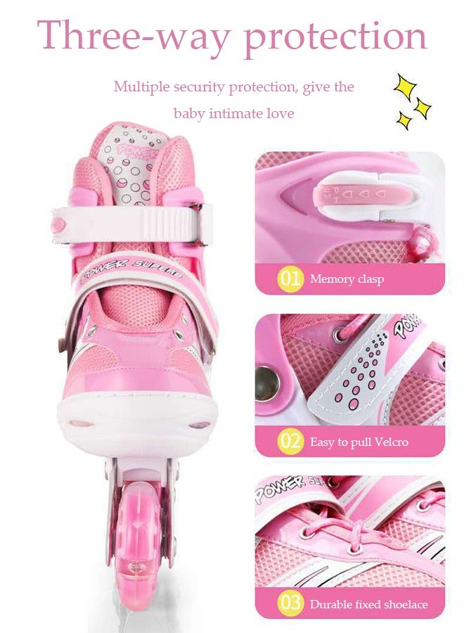 DUNISO زلاجات رولر للأطفال، زلاجات خطية للأطفال، مع عجلات مضيئة LED، حجم قابل للتعديل، مقاومة للصدمات والتآكل، مناسبة للأولاد والبنات، مناسبة للأحجام من 26 إلى 32، S - Image 4