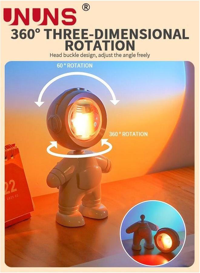 UNUNS 7 Colors Sunset Projector Galaxy Night Light - Astronaut Nightlight, Spaceman Lamp, Rechargeable Rainbow Lamp for Party&Room Decor Birthday Holiday Gifts - Image 2