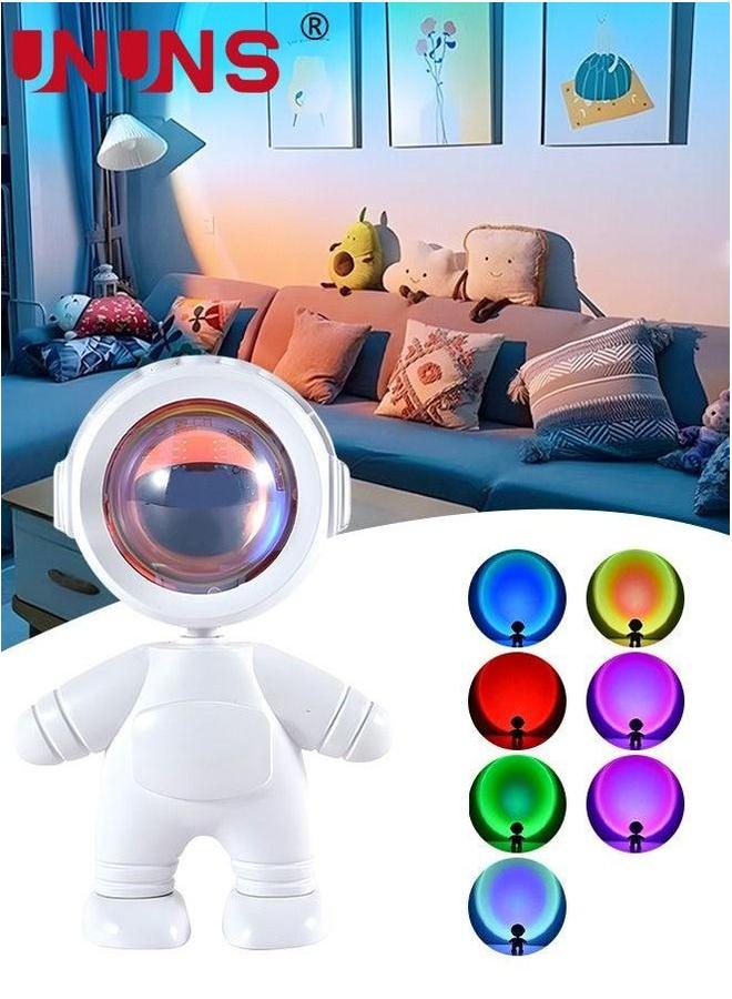 UNUNS 7 Colors Sunset Projector Galaxy Night Light - Astronaut Nightlight, Spaceman Lamp, Rechargeable Rainbow Lamp for Party&Room Decor Birthday Holiday Gifts - Image 1