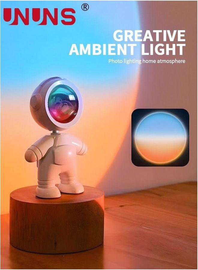 UNUNS 7 Colors Sunset Projector Galaxy Night Light - Astronaut Nightlight, Spaceman Lamp, Rechargeable Rainbow Lamp for Party&Room Decor Birthday Holiday Gifts - Image 4