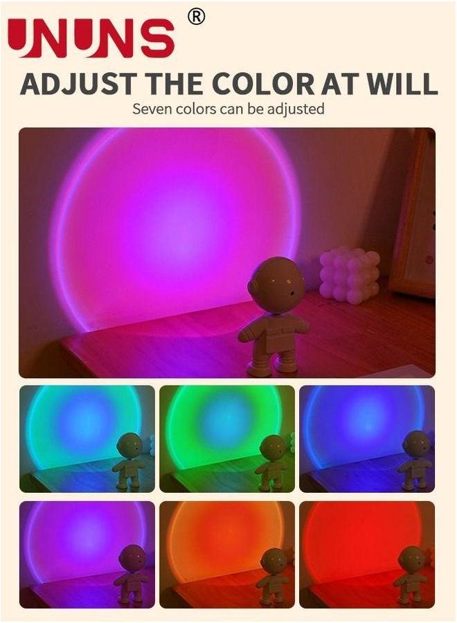 UNUNS 7 Colors Sunset Projector Galaxy Night Light - Astronaut Nightlight, Spaceman Lamp, Rechargeable Rainbow Lamp for Party&Room Decor Birthday Holiday Gifts - Image 5