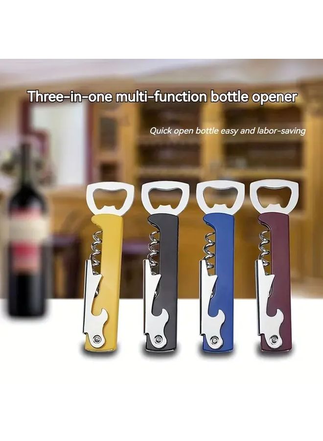 أسود 1 قطعة فتاحة زجاجات النبيذ والبيرة المحمولة مع فتاحة غطاء مدمجة للمطبخ مطعم حفلة هدية - Image 5