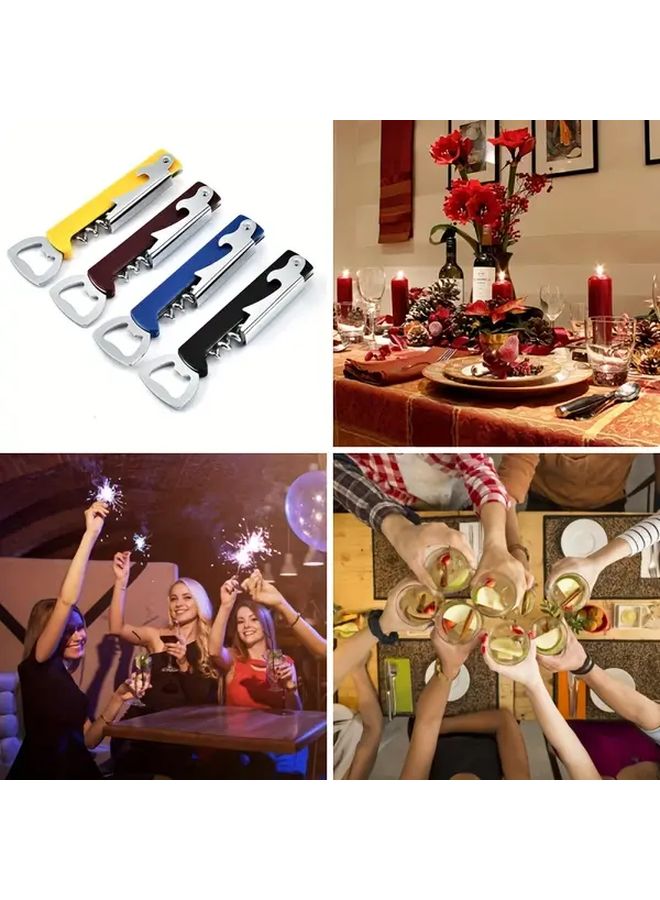 أسود 1 قطعة فتاحة زجاجات النبيذ والبيرة المحمولة مع فتاحة غطاء مدمجة للمطبخ مطعم حفلة هدية - Image 2