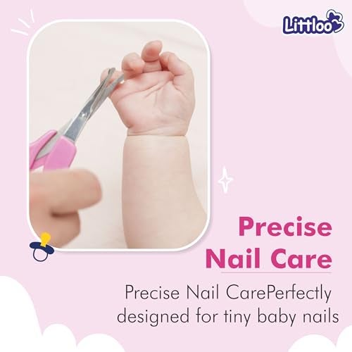 LITTLOO All In 1 Baby Care Kit For Your Little One!|Hair Brush, Comb, Nail Clipper, Scissors, And Nail Filer-Pink,1 Count - Image 3