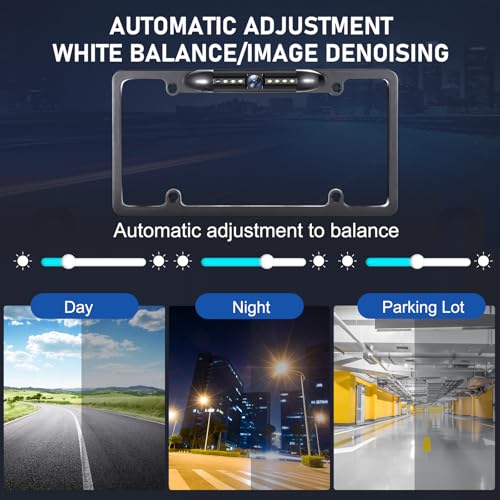 GLK Backup Camera, AHD 1080P License Plate Backup Camera, Night Vision Rear View Camera with 8 LEDs, Wide Angle IP69K Waterproof Reverse Rear Camera for 12-24V Car Vehicle SUV RV - Image 3