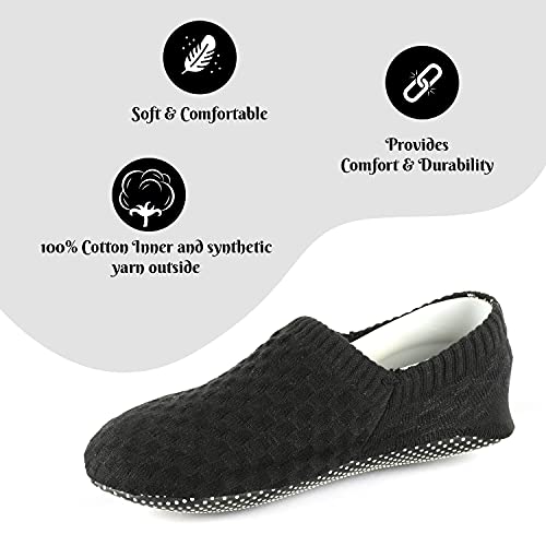 Footmate Lightweight Anti-Skid House Shoes, Anti Slip/Skid Rubber Grip Casual House Slipper Socks, Low Cut Socks for Home, Office, Living Room, Bedroom – BLACK, Size - XL (27 cm) (2 Pair Pack) - Image 2