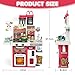 TooyBing Red Kids Play Kitchen Set Toddler Kitchen Playset with Sound Light Cooking Stove with Steam Play Sink Play Food Toy and Kitchen Accessories Kitchen Toy for Kids Girls Boys Red - Image 4