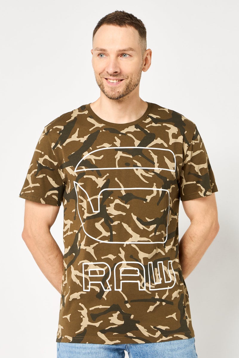 G-Star RAW Men Crew Neck Short Sleeve Camouflage T-Shirt, Multicolor - Image 1