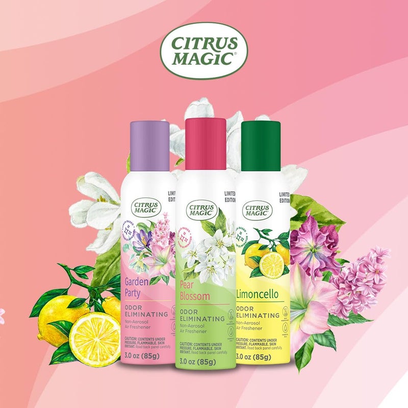 Citrus Magic رذاذ معطر للجو من سيتروس ماجيك، إصدار محدود، يقضي على الروائح، روائح ربيعية متنوعة، 3 أونصات، عبوة من 3 - Image 2
