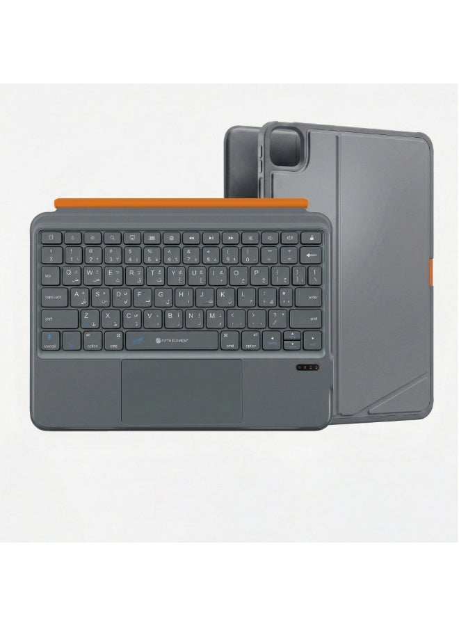 FIFTH ELEMENT SCRIPT 3-in-1 Magic Keyboard Case for iPad 11", Backlit Detachable Keyboard with Trackpad & Stand – Grey - Image 1