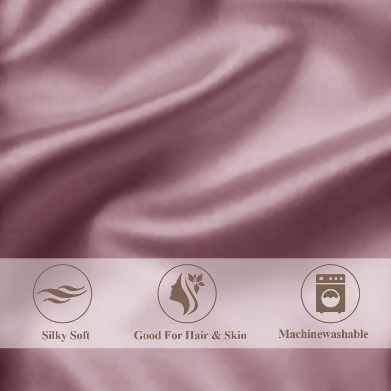 Vielit Queen Satin Pillowcase for Hair 2pc,Similar to Silk Pillow Cases,Easier Care Than Silk Pillowcase,Gifts for Women Men,Dusty Rose,20x30 & Envelope Closure and 2 Satin Scrunchies - Image 5