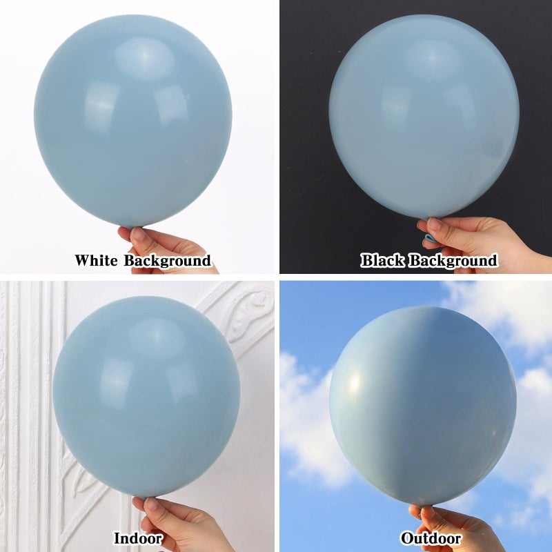 RUBFAC 135pcs Dusty Blue Balloons, Haze Blue Latex Balloon Different Sizes 18 12 10 5 Inch for Garland Arch Birthday Wedding Engagements Anniversary Baby Shower Party Supplies - Image 4
