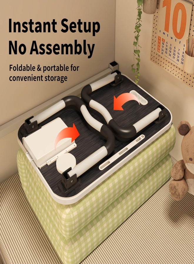 UNICOO® Foldable Laptop Stand Lap Desk with USB Charge Port | Portable Laptop Stand for Desk, Bed & Couch | Lap Desk with Cup Holder & Tablet Slot, Side Drawer | Ideal for Home & Office (Ebony Black) - Image 4
