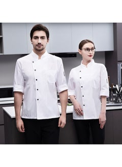 NIBEMINENT Medium-sleeved Baking Pastry Chef's Work Uniform Chef's Overalls Men's Autumn Bakery Back Kitchen Cake Shop  - Image 1