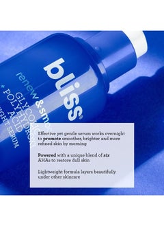 BLISS Renew & Smooth - Glycolic + Polyhydroxy Acid Night Serum - Gently Exfoliate Skin - Hydrating | Clean | Paraben Free | Cruelty-Free | Vegan | 1 oz  - Image 2