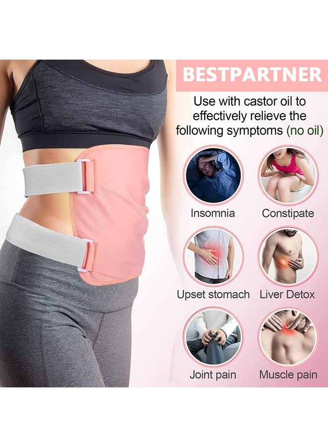 Hannea عبوة زيت الخروع ®، لفافة زيت لتطهير الكبد، عبوات زيت الخروع القابلة لإعادة الاستخدام وذات الامتصاص العالي من قطن الفلانيل مع حزام مرن، وردي - Image 4