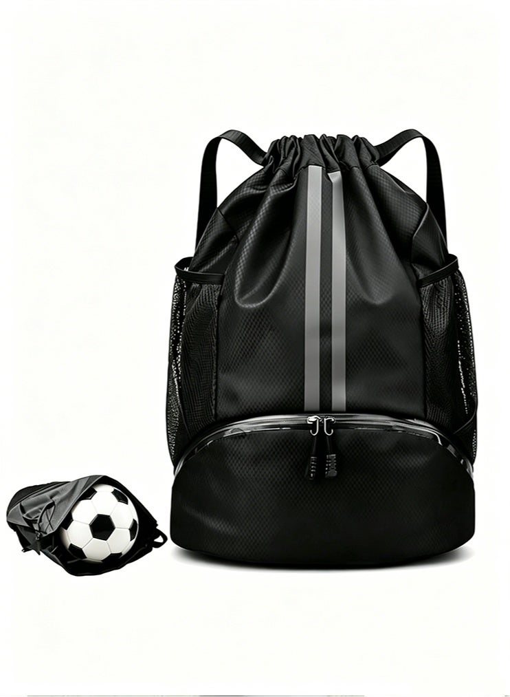 meayul Drawstring Backpack, Waterproof Gym Bag, Large Oxford PE Pack, Drawstring Football Bag, Students School Backpack, Durable Sports Ball Bag, with Shoe Bag, Wet and Dry Separation for for Football, Swimming, PE and Students School - Image 1