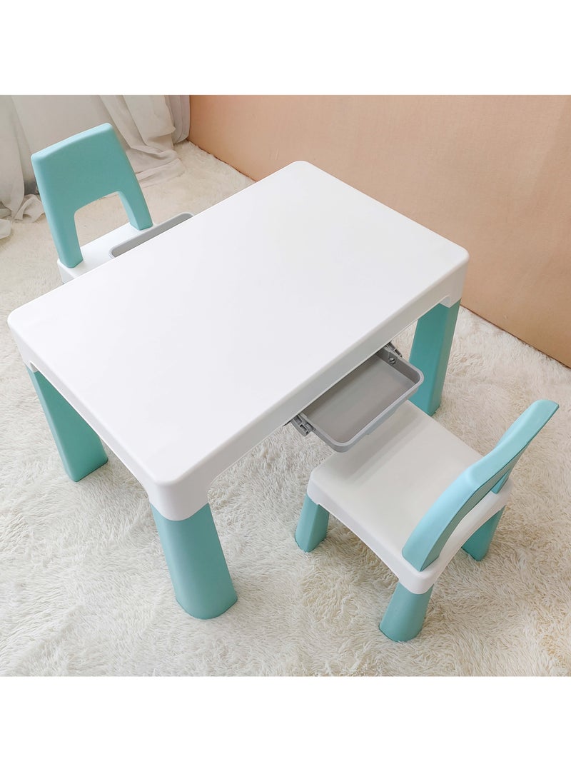 Home Elements HOP - Home Elements Kids Multi Functional Learning Study Table and 2 Chair Set with Storage Drawers - Image 2