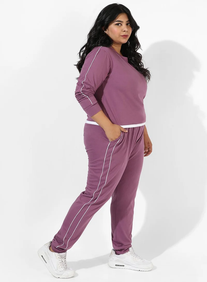 Instafab Plus Women's Solid Purple Co-Ord Set