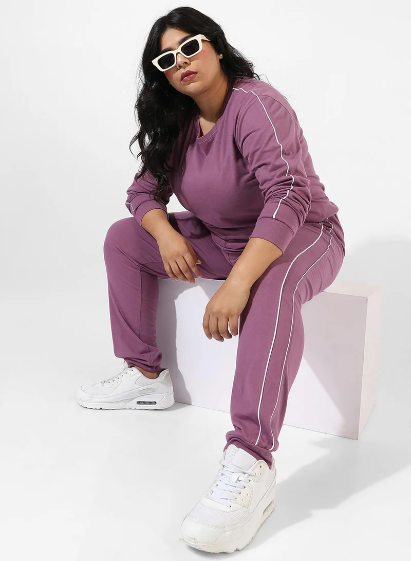 Instafab Plus Women's Solid Purple Co-Ord Set