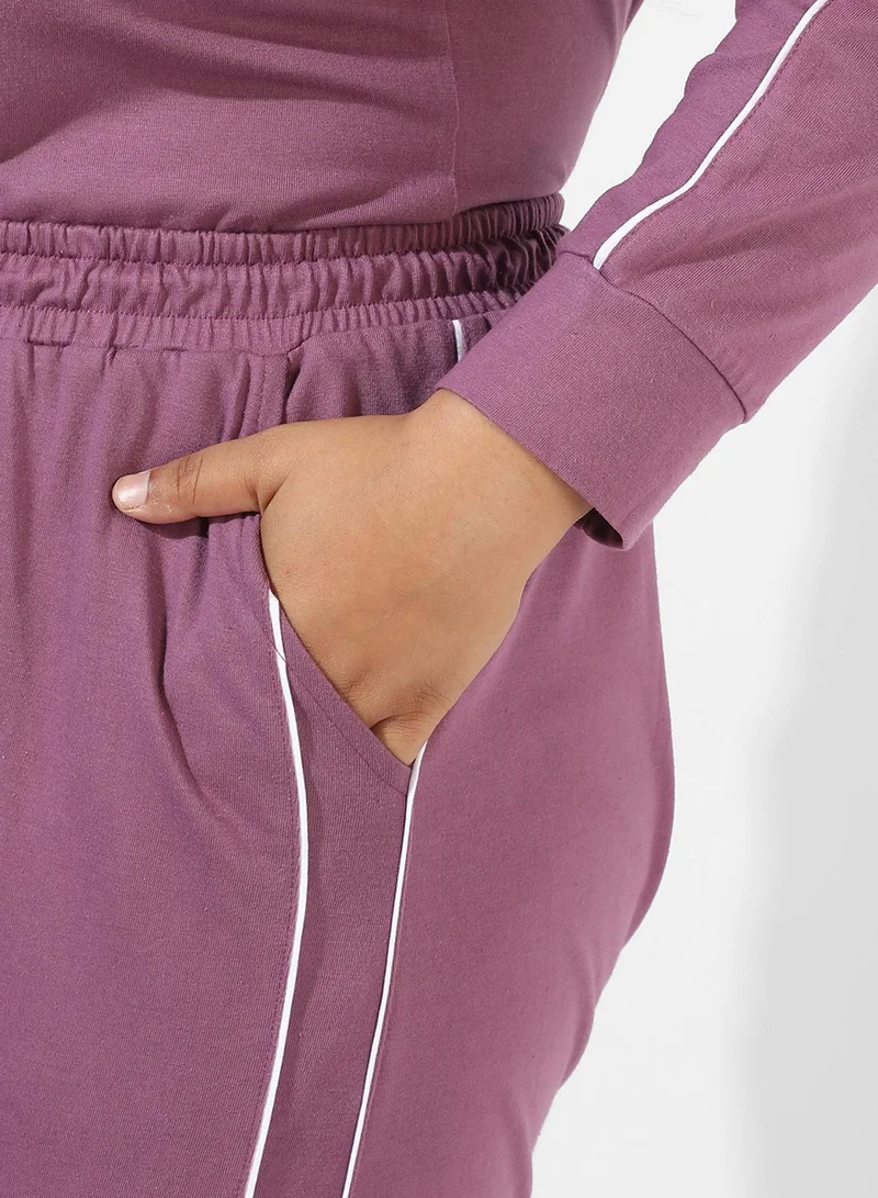 Instafab Plus Women's Solid Purple Co-Ord Set