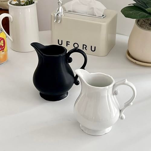 WAIT FLY Vintage Embossed Creamer & Sauce Pitcher - Milk Jug & Serving Pitcher for Kitchen - White Creamer - Image 5