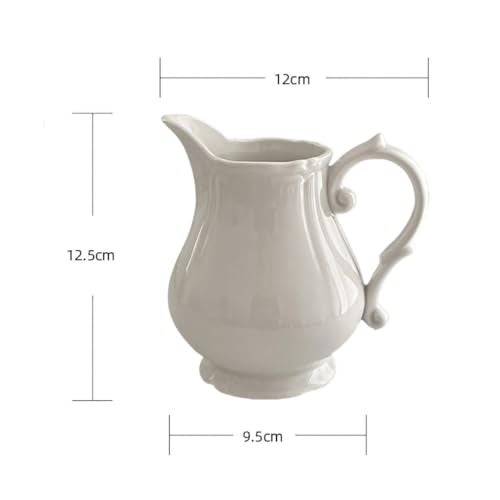 WAIT FLY Vintage Embossed Creamer & Sauce Pitcher - Milk Jug & Serving Pitcher for Kitchen - White Creamer - Image 2