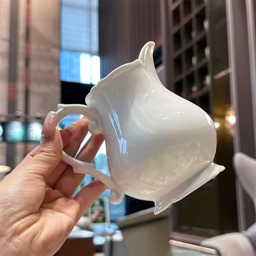 WAIT FLY Vintage Embossed Creamer & Sauce Pitcher - Milk Jug & Serving Pitcher for Kitchen - White Creamer - Image 4
