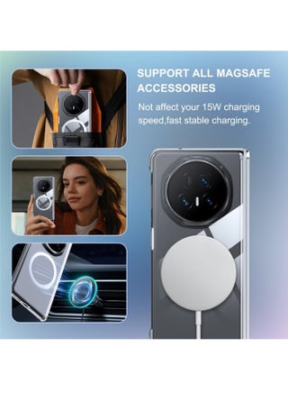 جراب مغناطيسي لهاتف Honor Magic V5 مع حماية المفصلة، ​​[متوافق مع MagSafe] جراب هاتف نحيف شفاف من البولي كربونات مع حماية من الدرجة العسكرية ومضاد للصدمات لهاتف Magic V5 5G (شفاف) - view 3