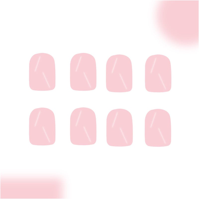 Pink French Tip Press On Nails Square Coffin Almond Artificial Glue On Designs - Image 5