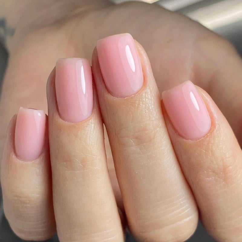 Pink French Tip Press On Nails Square Coffin Almond Artificial Glue On Designs - Image 3