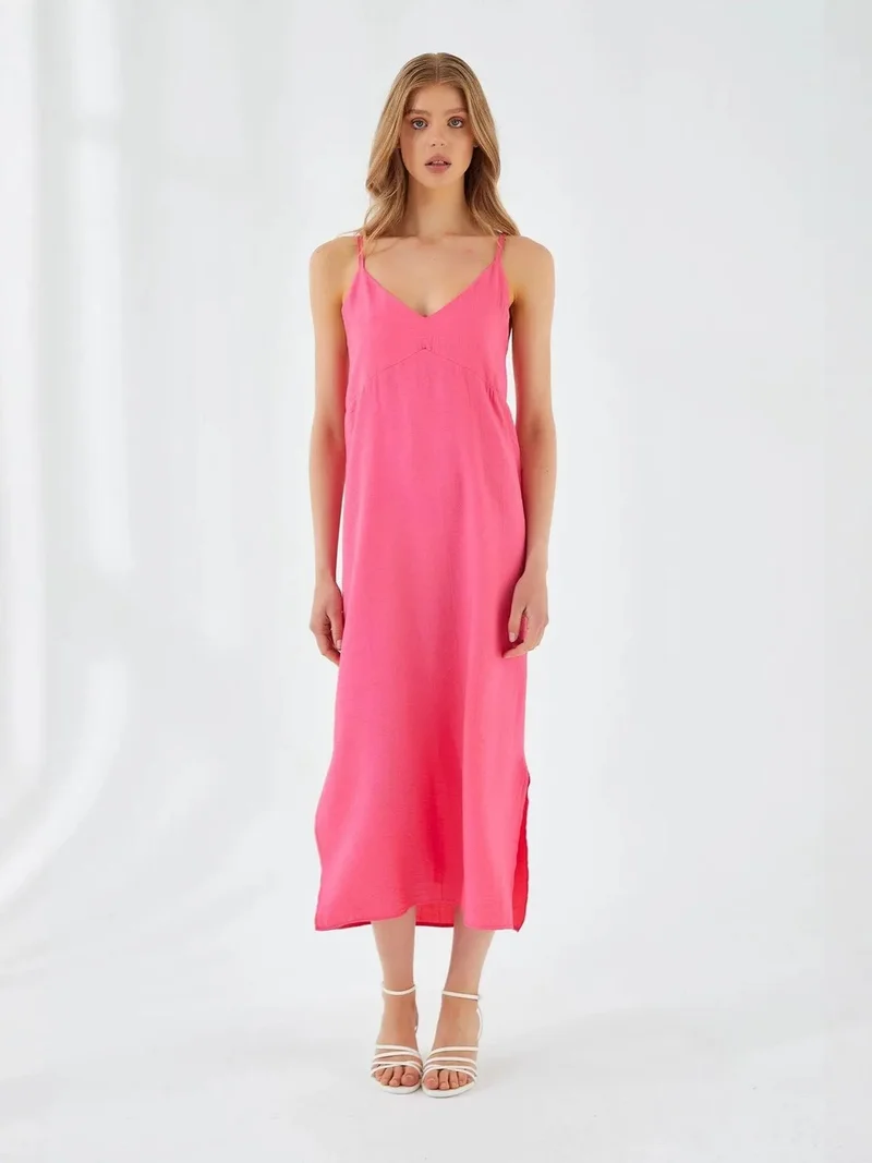 MixRay Mixray V-Neck Slit Midi Dress