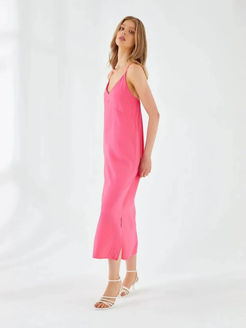 MixRay Mixray V-Neck Slit Midi Dress